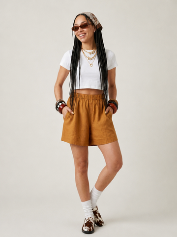 Grounded Loose Linen Shorts