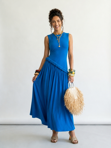 Graceful Braided Pleated Maxi Dress