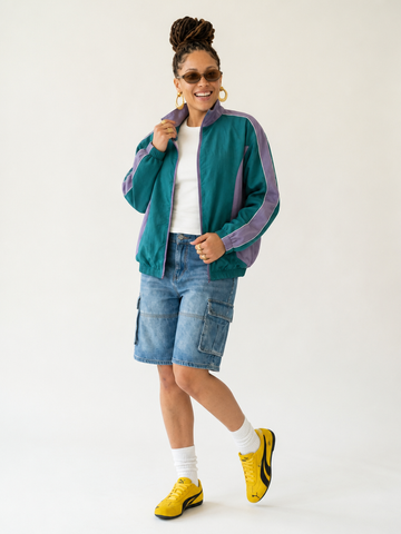 Vibrant Color-Blocked Windbreaker Jacket