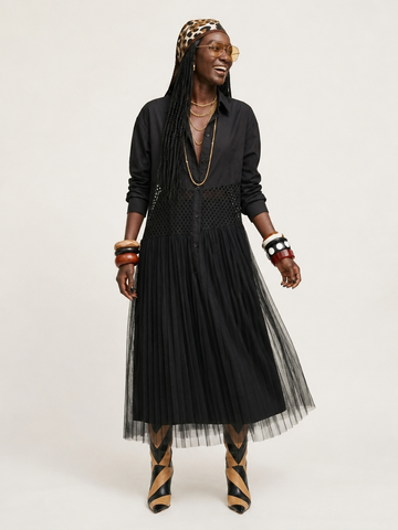 Audacious Mesh Patchwork Maxi Dress
