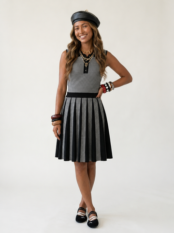 Elegant Slim Pleated Knit Dress