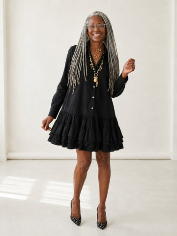 Elegant Ruffled Mini Shirt Dress