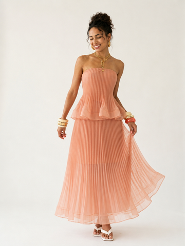 Radiant Pleated Strapless Maxi Dress