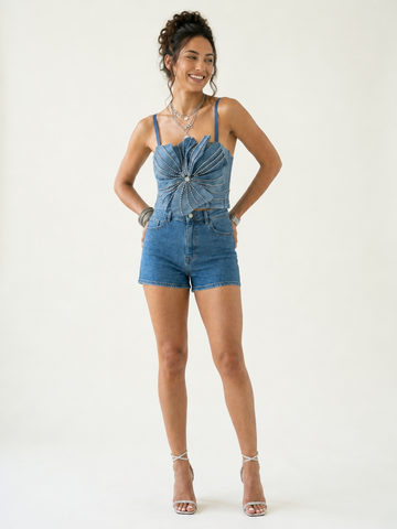 Audacious Denim Rhinestone Camisole