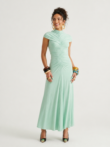 Elegant Ruched A-Line Maxi Dress