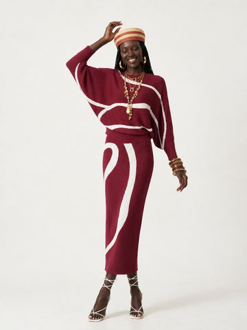 Worthy Pleated Striped Two-Piece Set