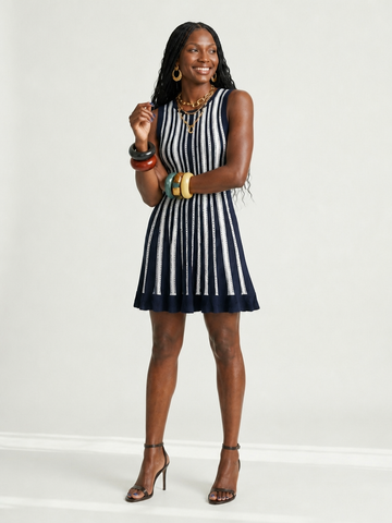 Spirited Striped Knit Mini Dress