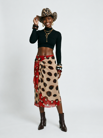 Wanderlust Polka Dot Wrap Midi Skirt
