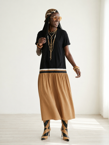 Grounded Patchwork Loose Maxi Dress