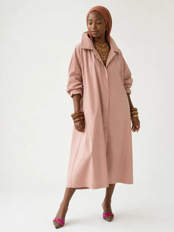 Refined Oversized Pink Trench Dress