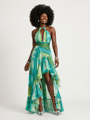 Free Spirit Tie-Dye Ruffle Maxi Dress