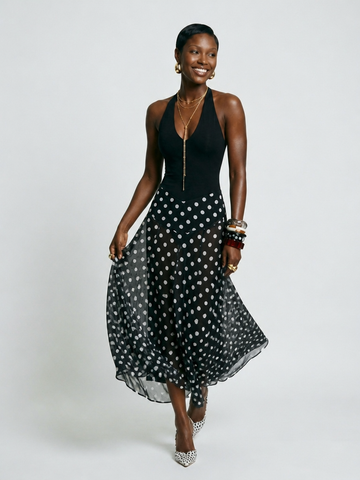 Free Spirit Polka Dot Halter Maxi Dress