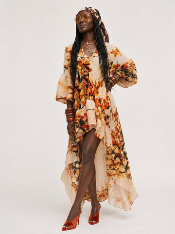 Wanderlust Pleated Print Kaftan