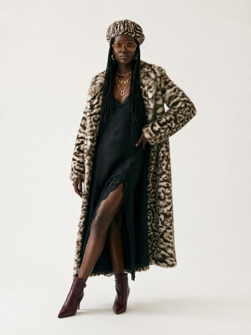 Fierce Leopard Print Faux Fur Coat