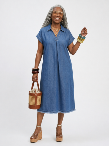 Adventurous Stone Washed Denim Midi Dress