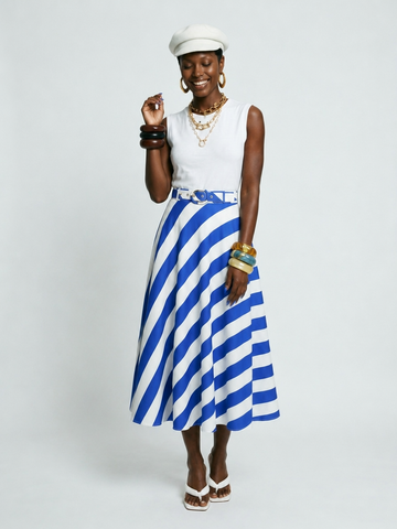 Wanderlust Striped A-Line Midi Skirt