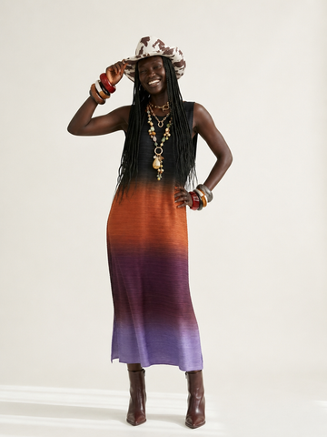 Boundless Gradient Pleated Maxi Dress
