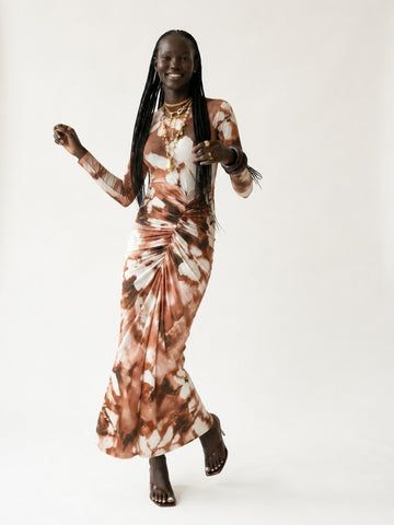 Radiant Tie Dye Ruched Maxi Dress