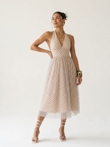 Ethereal Mesh Halter Maxi Dress