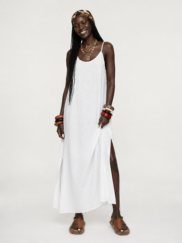 Wanderlust White V-Neck Maxi Dress