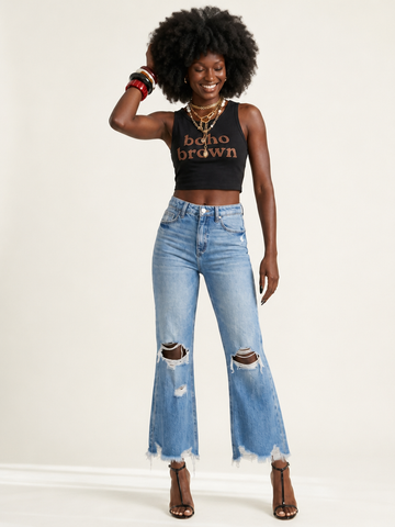 Untamed Distressed Raw Hem Jeans