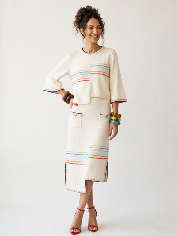Vibrant Striped Knit Two-Piece Set
