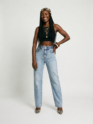 Confident High-Waist Arc Leg Jeans