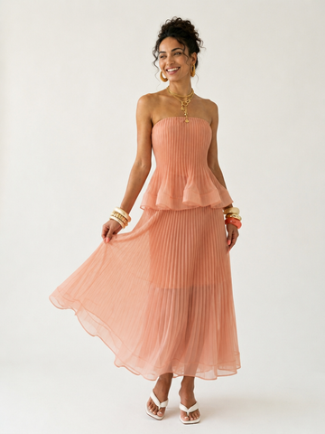 Radiant Pleated Strapless Maxi Dress