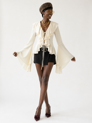 Graceful Ruffled Flare Sleeve Blouse