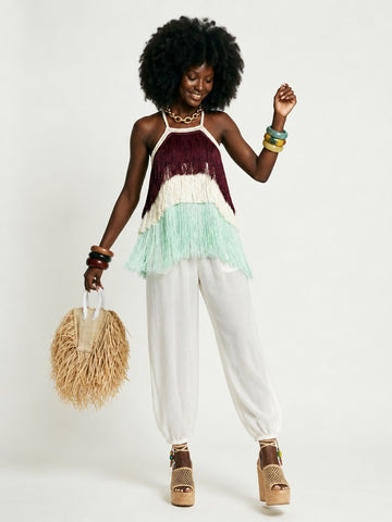 Free Spirit Fringe Halter Blouse