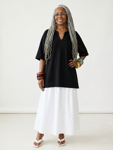 Grounded Contrast Splicing Maxi Dress
