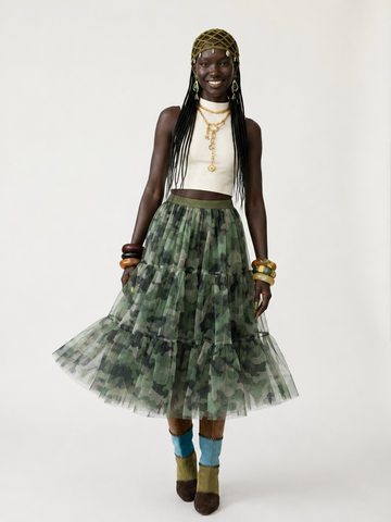 Unstoppable Camo Tiered Tulle Skirt