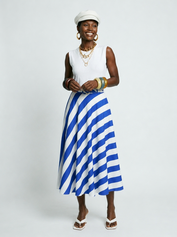 Wanderlust Striped A-Line Midi Skirt