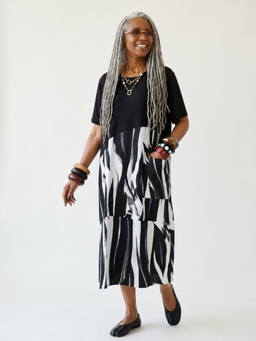 Boundless Patchwork Ink Print Dress