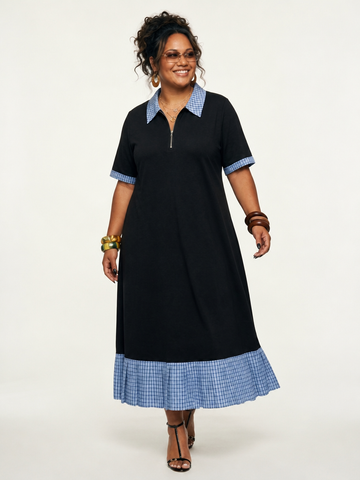 Free Spirit Plaid Patchwork Midi Dress