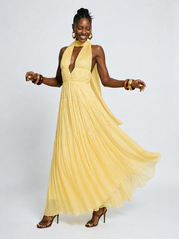 Radiant Flowing Halter Maxi Dress