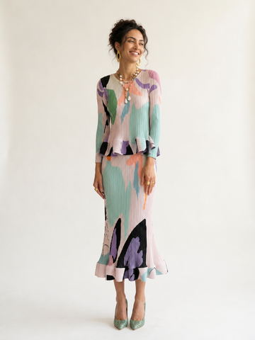 Free Spirit Pleated Printed Two-Piece Set