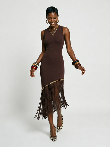Vivacious Knitted Tassel Maxi Dress