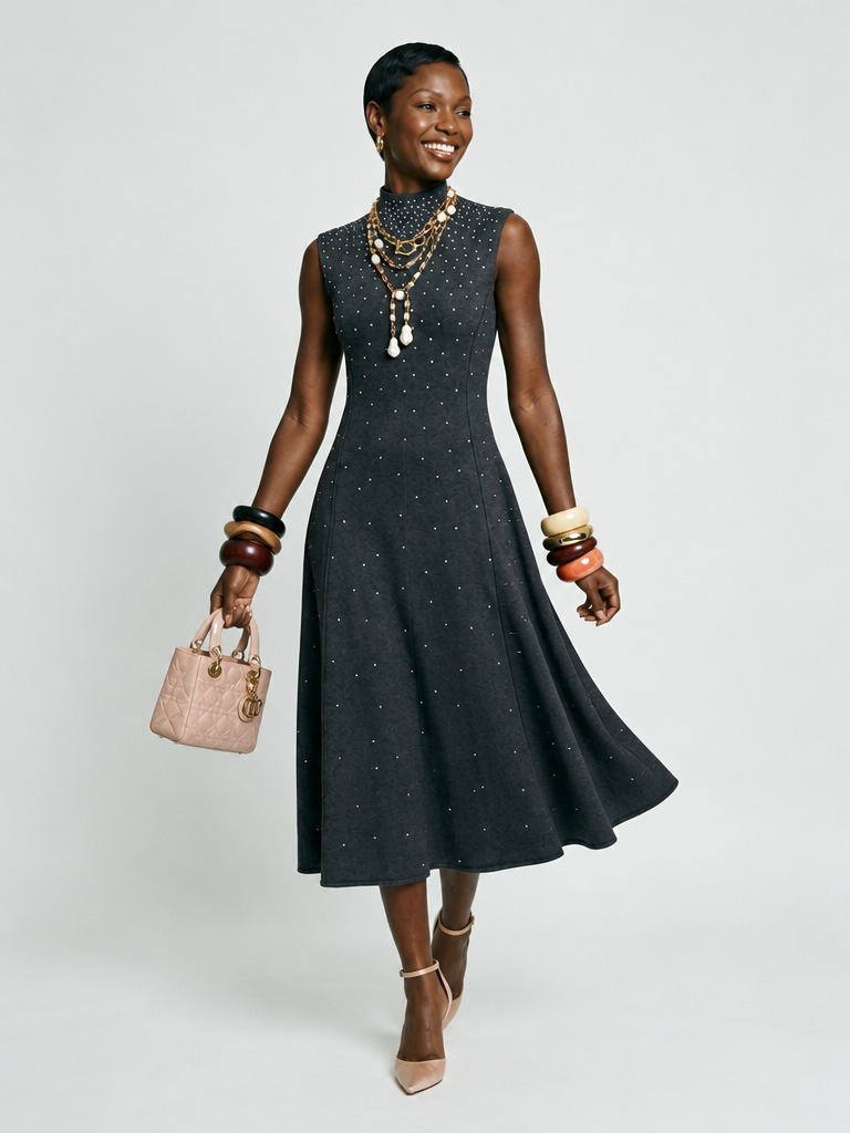 Elegant Sleeveless Sequined Maxi Dress