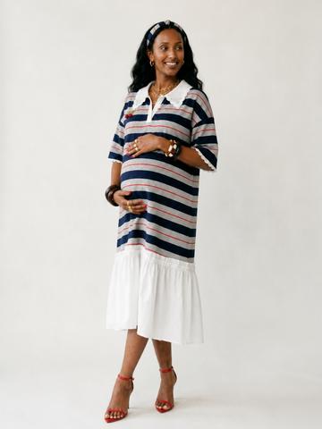 Liberated Striped Ruffled T-Shirt Dress