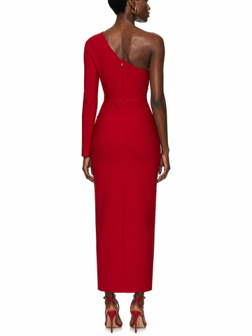 Crimson One Shoulder Gown
