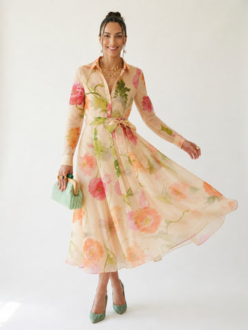 Radiant Floral A-Line Maxi Dress