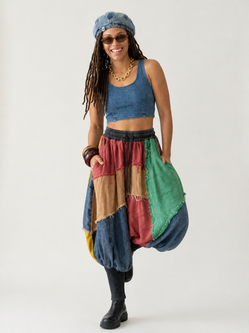 Unique Patchwork Wide Leg Jeans