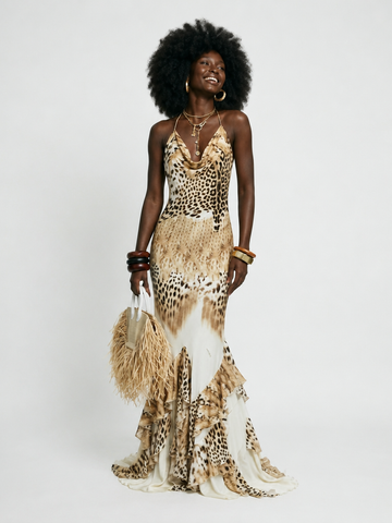 Final Sale Leopard Ruffle Maxi Dress