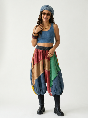 Unique Patchwork Wide Leg Jeans