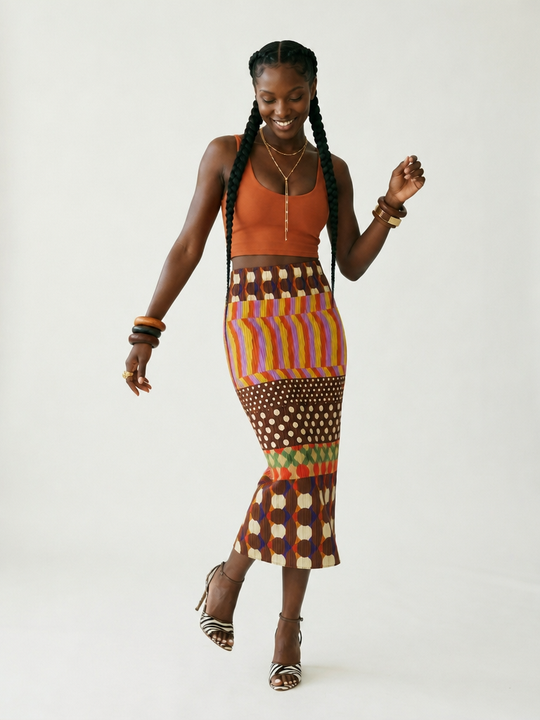 Final Sale Geometric Midi Skirt