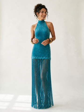 Boundless Tassel Halter Maxi Dress