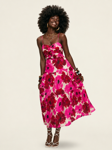 Vibrant Floral Tiered Cami Dress