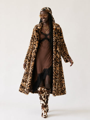 Fierce Leopard Faux Fur Coat