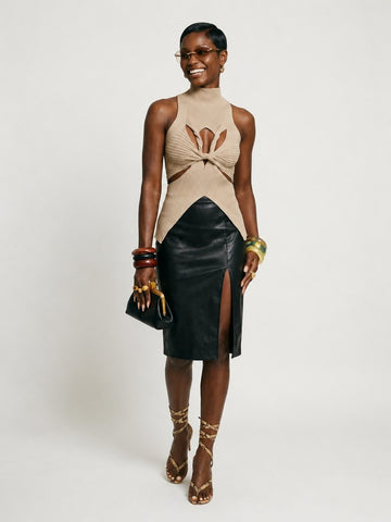 Audacious Ribbed Cutout Tank Top